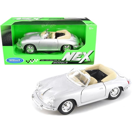 Welly Porsche 356B Roadster NEX Models 1 by 24 Scale Diecast Model Car, Silver 29390s